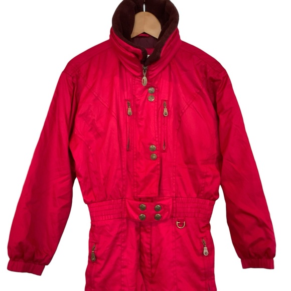 FERA Vintage 90’s Y2K Red Ski Suit Snowsuit Women’s 8P Thermoloft Insulation - Picture 3 of 16